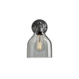 Orlando Tinted Glass Cone Wall Light, 6 Inch, Smoke Grey, Pewter Holder