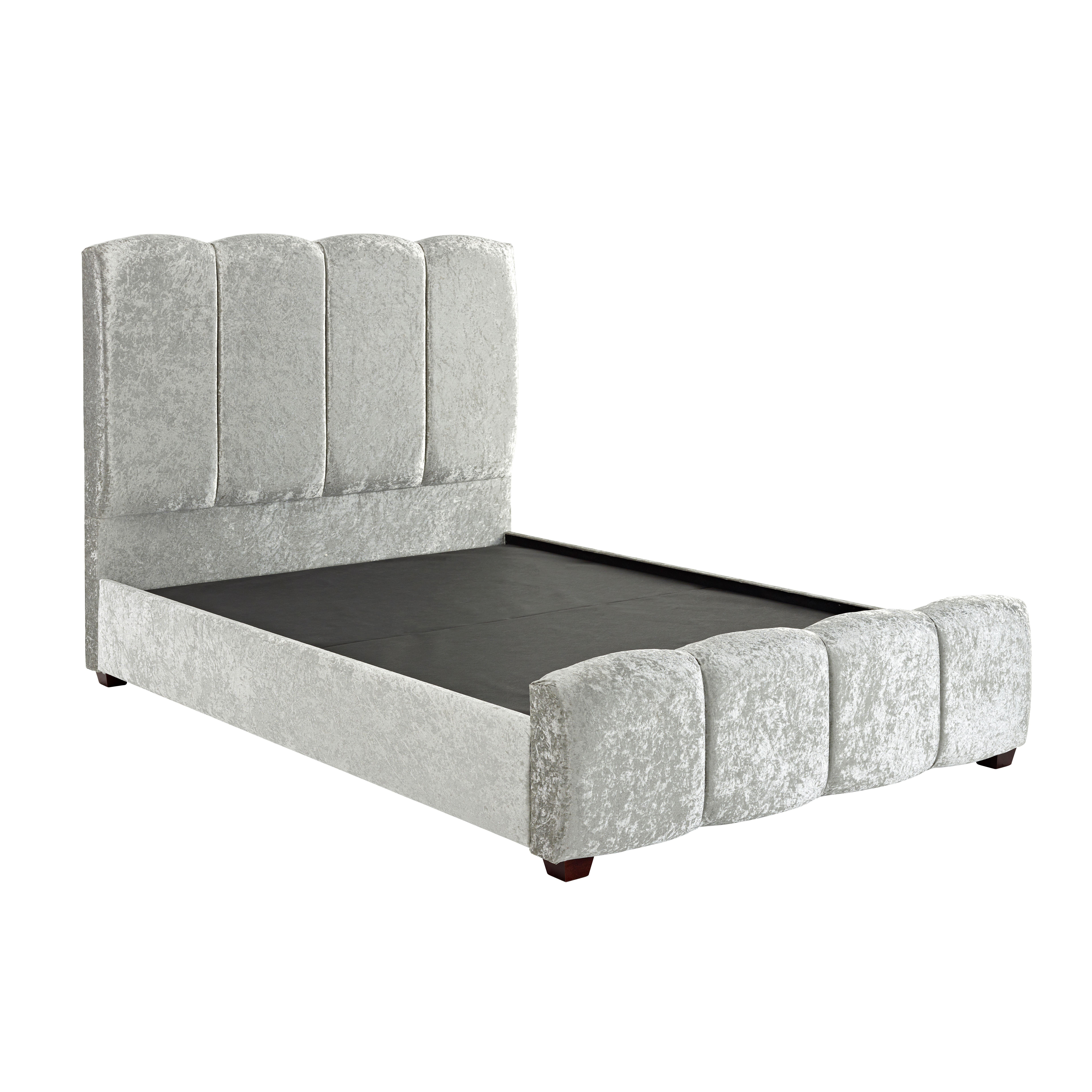 Claire Panel Luxury Crushed Velvet Upholstered Bed Frame Bling Silver - image 1