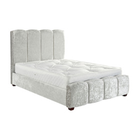Claire Panel Luxury Crushed Velvet Upholstered Bed Frame Bling Silver - thumbnail 2