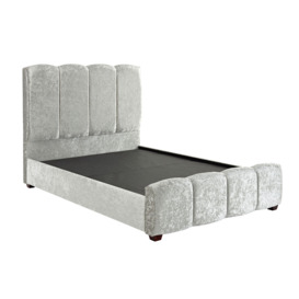 Claire Panel Luxury Crushed Velvet Upholstered Bed Frame Bling Silver - thumbnail 1