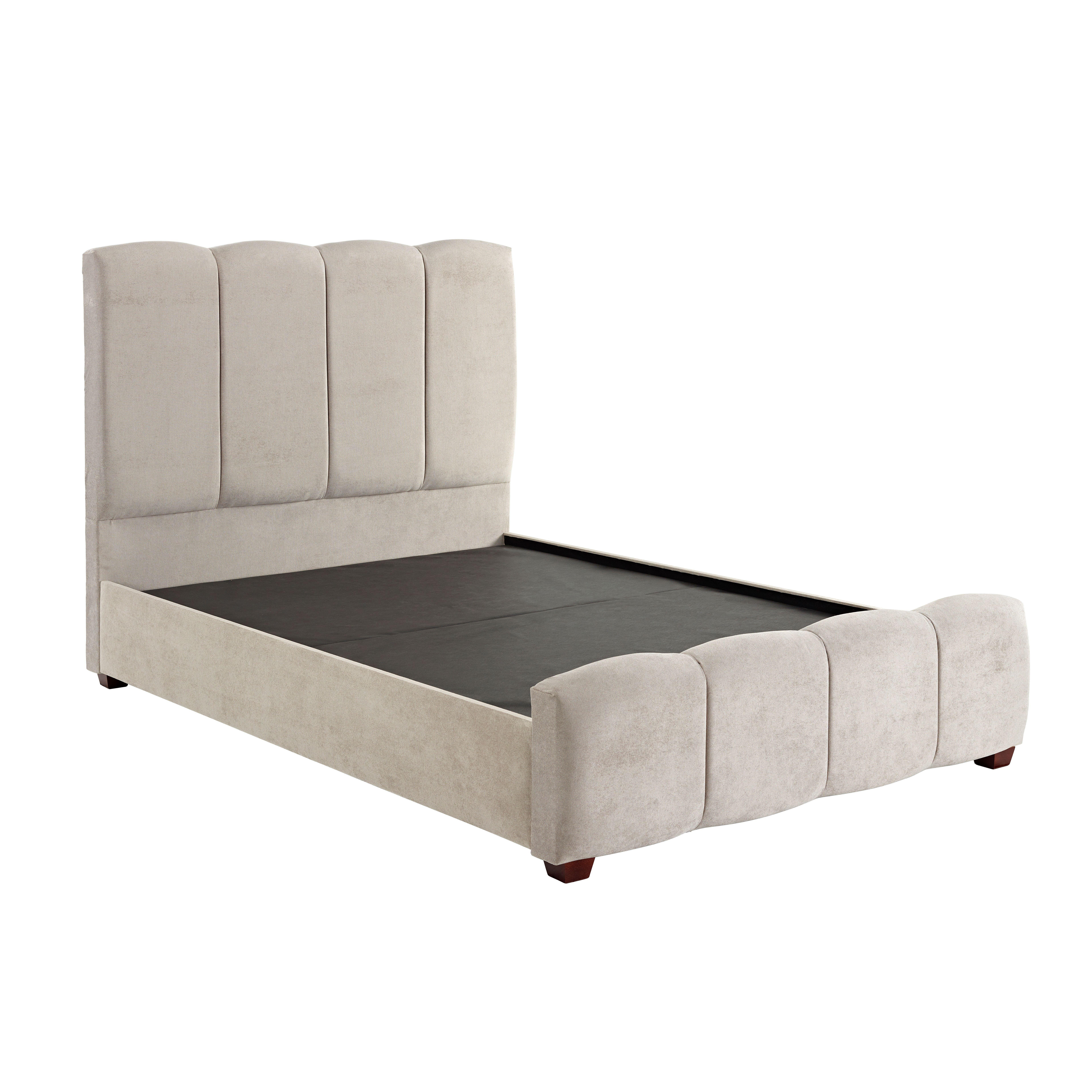 Claire Panel Luxury Crushed Velvet Upholstered Bed Frame Kensington Silver - image 1
