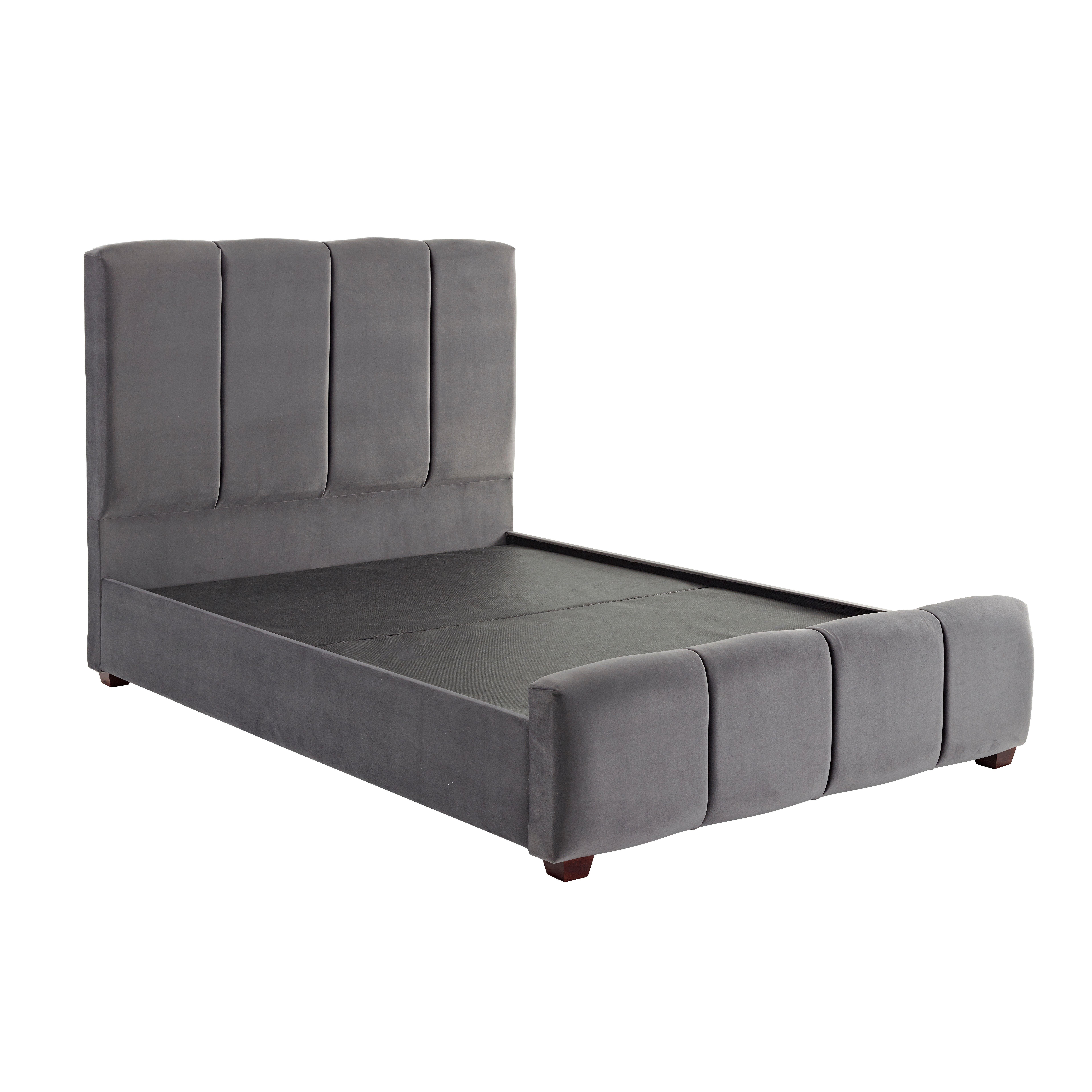 Claire Panel Luxury Crushed Velvet Upholstered Bed Frame Steel Grey - image 1
