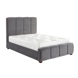 Claire Panel Luxury Crushed Velvet Upholstered Bed Frame Steel Grey - thumbnail 2