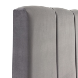 Claire Panel Luxury Crushed Velvet Upholstered Bed Frame Steel Grey - thumbnail 3