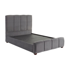 Claire Panel Luxury Crushed Velvet Upholstered Bed Frame Steel Grey - thumbnail 1