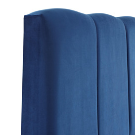 Claire Panel Crushed Velvet Luxurious Upholstered Bed Frame Marine Blue - thumbnail 3