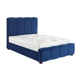 Claire Panel Crushed Velvet Luxurious Upholstered Bed Frame Marine Blue - thumbnail 2