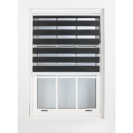 Black Adjustable Zebra Blinds - Day and Night Roller Blinds for Doors and Windows