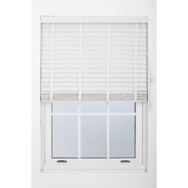White Faux Wood Venetian Blinds - 50mm Slat Window Shade for Home and Office