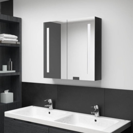 LED Bathroom Mirror Cabinet Shining Black 62x14x60 cm - thumbnail 1
