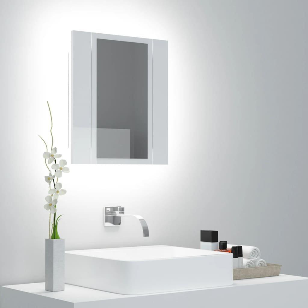 LED Bathroom Mirror Cabinet High Gloss White 40x12x45 cm - image 1