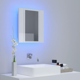 LED Bathroom Mirror Cabinet High Gloss White 40x12x45 cm - thumbnail 3