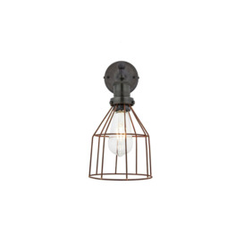 Brooklyn Rusty Cage Wall Light, 6 Inch, Cone, Pewter Holder