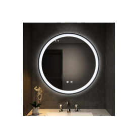 D80cm Round Metal Framed LED Wall Mirror - thumbnail 3