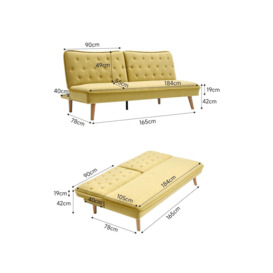 2-Seat Upholstered Convertible Sofa Bed with Wood Leg - thumbnail 2