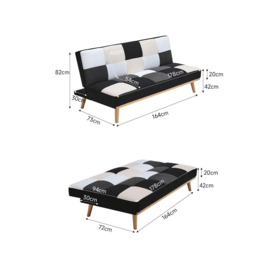 2-Seater Multicolour Checkered Sofa Bed - thumbnail 2