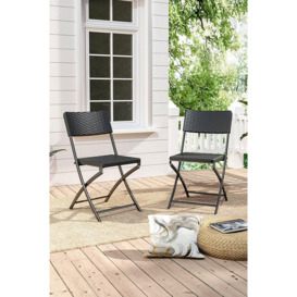 Set of 2 Outdoor Rattan Plastic Folding Chairs