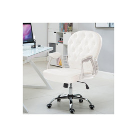 Faux Leather Ergonomic Office Chair with Wheels - thumbnail 3