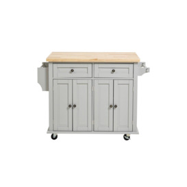 Modern Rolling Wooden Kitchen Island Cart with Storage Cabinet - thumbnail 2