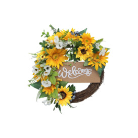 D40cm Artificial Sunflower Wreath Round Hanging Decoration