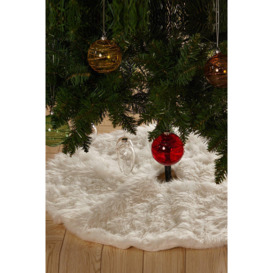 D122cm Snow White Plush Christmas Tree Skirt for Holiday Decoration - thumbnail 1