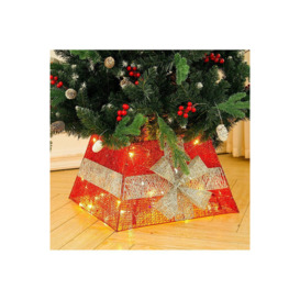 Square Christmas Tree Collar Basket Decor with Bow Tie - thumbnail 2
