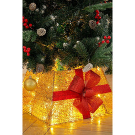 Square Christmas Tree Collar Basket Decor with Bow Tie - thumbnail 1