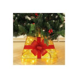 Square Christmas Tree Collar Basket Decor with Bow Tie - thumbnail 3