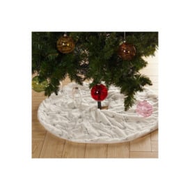 D90cm Large Silver Sequin Snowflake Faux Fur Christmas Tree Skirt - thumbnail 1