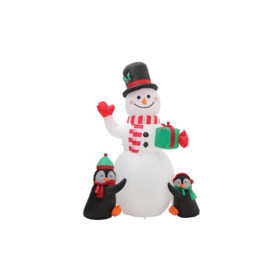 Inflatable Penguin Snowman Air Blown with Rotatable LED RGB Lamp Outdoor Decor