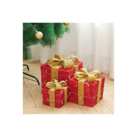 3Packs Christmas Ornament Decorative Lighted Gift Boxes Xmas Tree Decor - thumbnail 2
