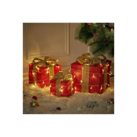 3Packs Christmas Ornament Decorative Lighted Gift Boxes Xmas Tree Decor - thumbnail 1