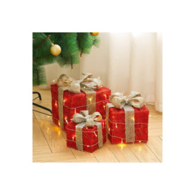 3Packs Christmas Ornament Decorative Lighted Gift Boxes Xmas Tree Decor - thumbnail 1