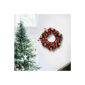 D30cm Ribbon Lighted Wreath Hanging Christmas Decor - thumbnail 3