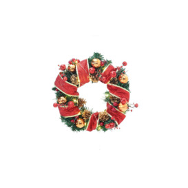 D30cm Ribbon Lighted Wreath Hanging Christmas Decor - thumbnail 1