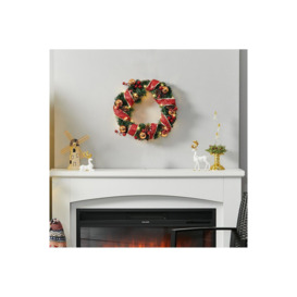 D30cm Ribbon Lighted Wreath Hanging Christmas Decor - thumbnail 2