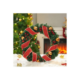 D50cm Ribbon Lighted Wreath Hanging Christmas Decor - thumbnail 2