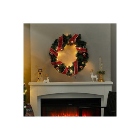 D50cm Ribbon Lighted Wreath Hanging Christmas Decor - thumbnail 3