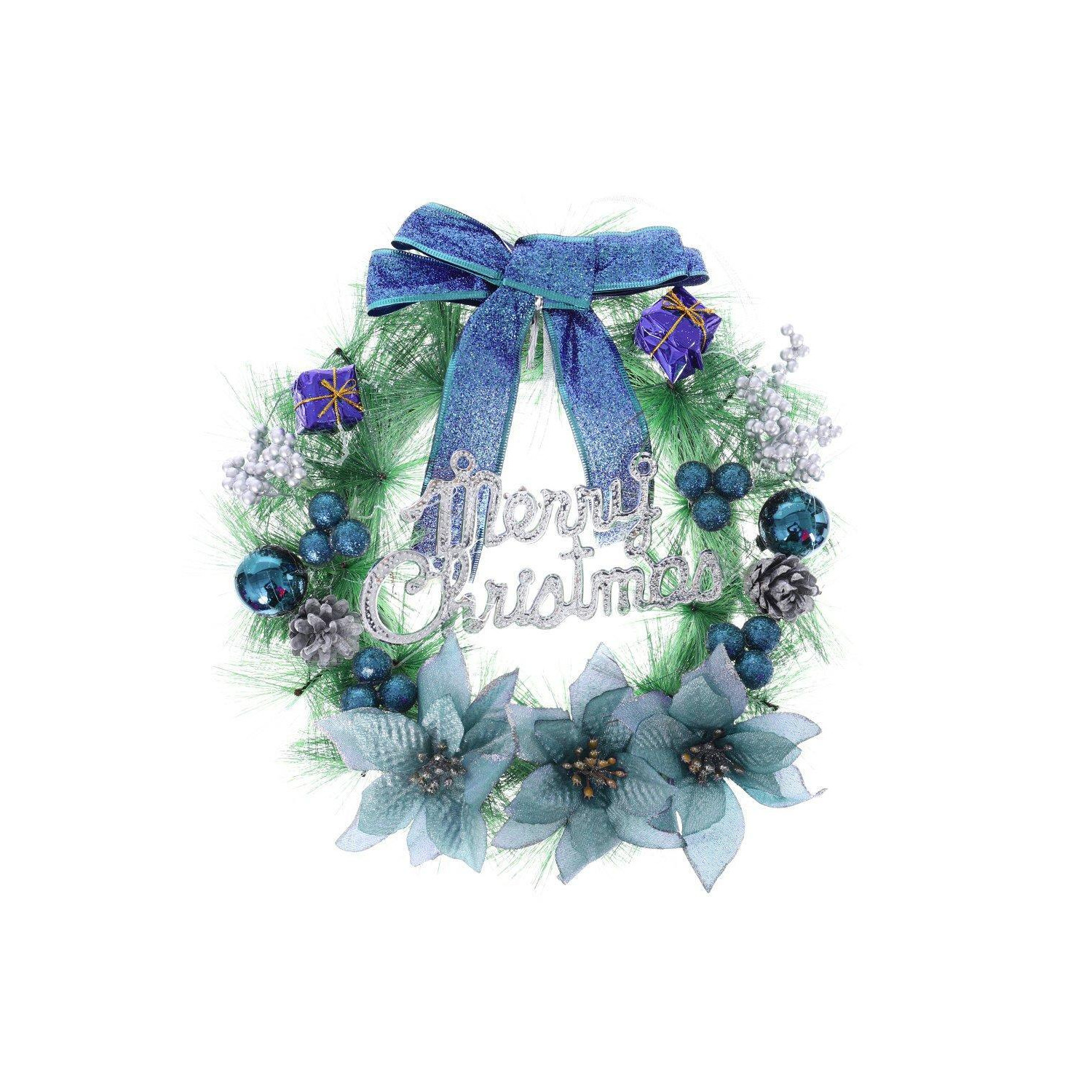 D30cm Elegant Christmas Wreath with Mixed Decorations - image 1