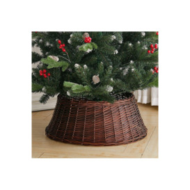 Wicker Christmas Tree Collar Skirt Rattan Xmas Tree Basket Ring Base - thumbnail 1