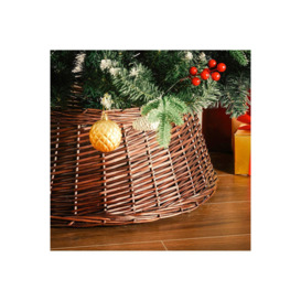 Wicker Christmas Tree Collar Skirt Rattan Xmas Tree Basket Ring Base - thumbnail 2