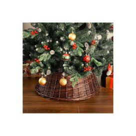 Wicker Christmas Tree Collar Skirt Rattan Xmas Tree Basket Ring Base - thumbnail 3