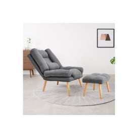 Modern Upholstered Recliner with Footstool