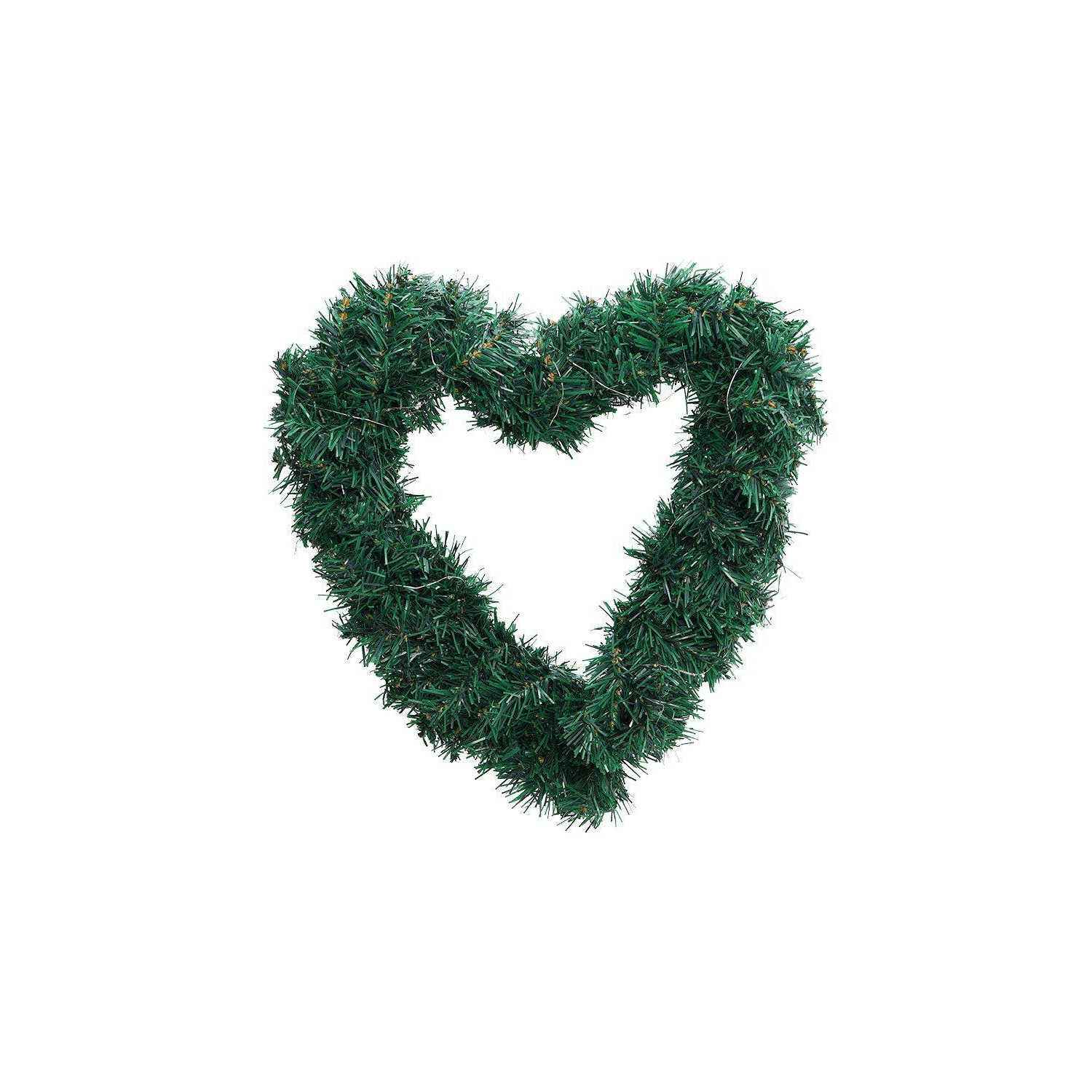 Artificial Heart-shaped Door Hanging Garland Christmas Decoration with Light String - image 1