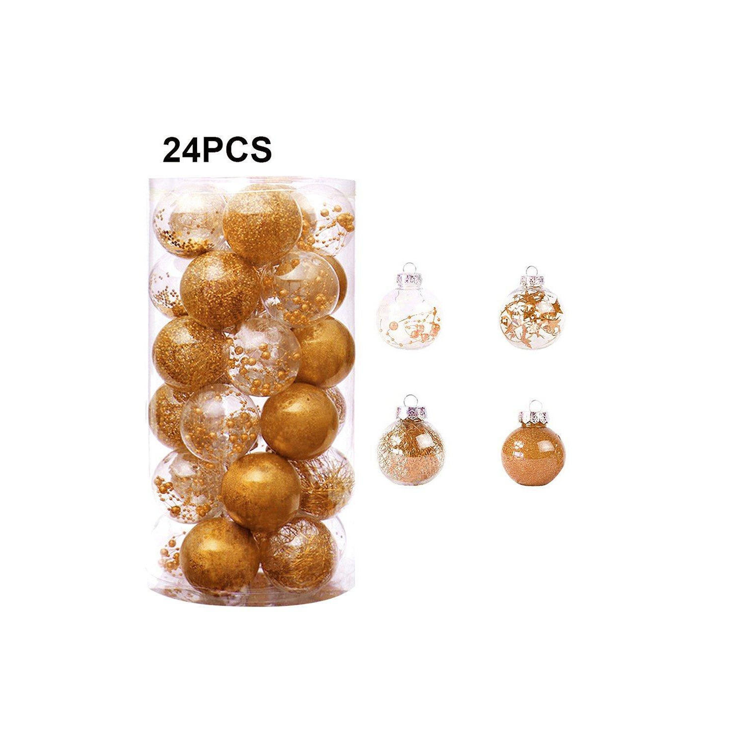 24Pcs Christmas Gold Ball Ornament Set Xmas Tree Bauble Decor - image 1