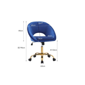 Blue Velvet Swivel Office Chair Height Adjustable for Home Office - thumbnail 3