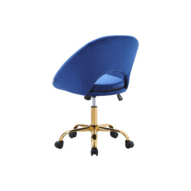 Blue Velvet Swivel Office Chair Height Adjustable for Home Office - thumbnail 2