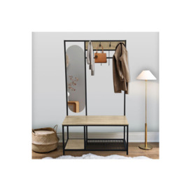 Coat Rack with Shoe Bench and Mirror - thumbnail 2