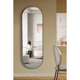 Modern Oval Metal Full Length Wall Mirror