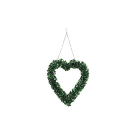 Artificial Boxwood Green Leaves Heart Wreath Decoration - thumbnail 1